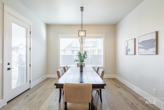 dining room with light wood-type flooring