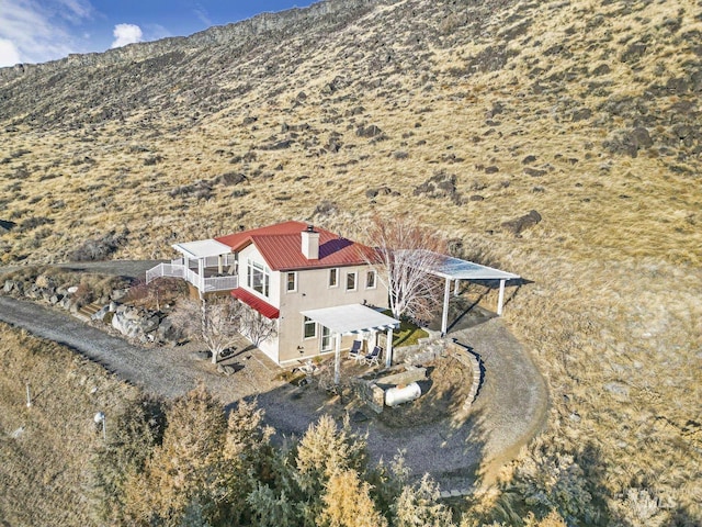 aerial view with a mountain view