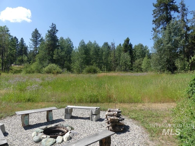 view of yard featuring a fire pit