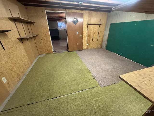 basement with carpet floors