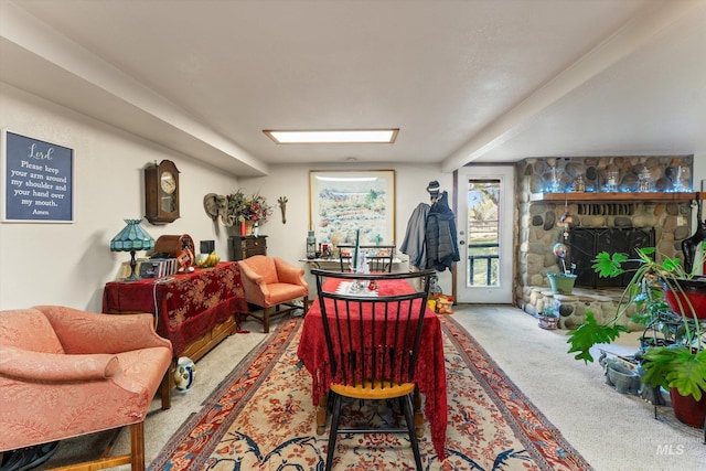 interior space featuring carpet