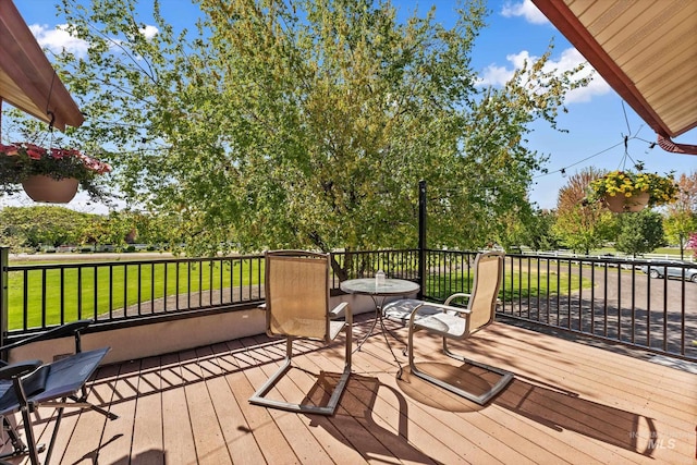deck with a yard