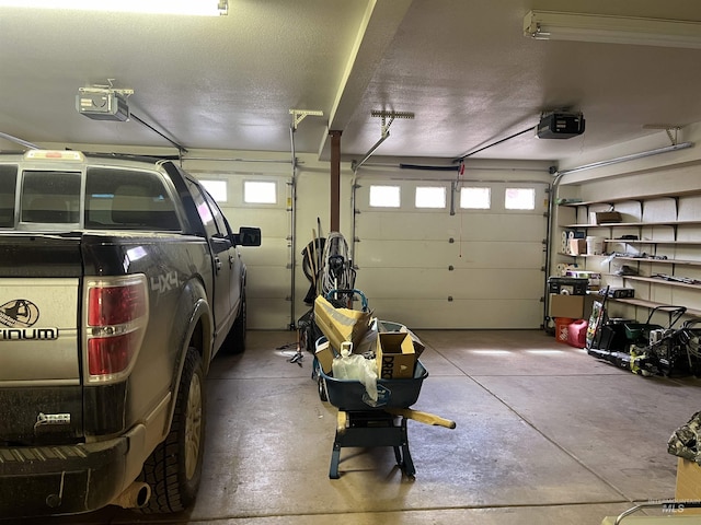 garage with a garage door opener