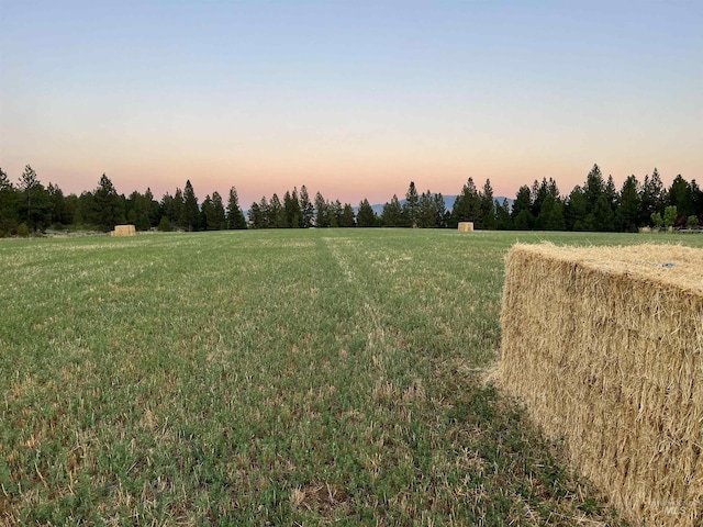 nature at dusk featuring a rural view