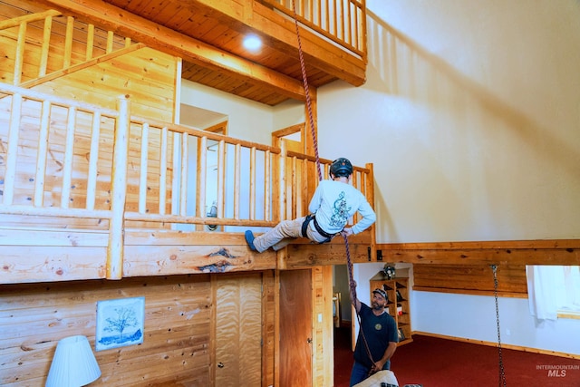 interior details with wooden ceiling and beam ceiling