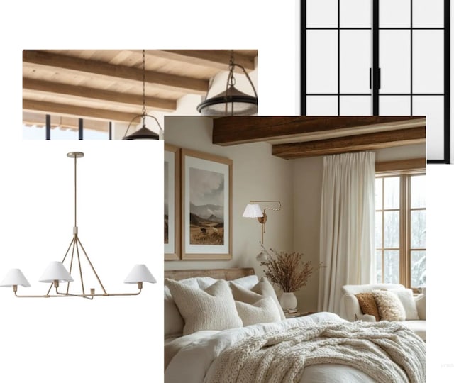 bedroom with beam ceiling