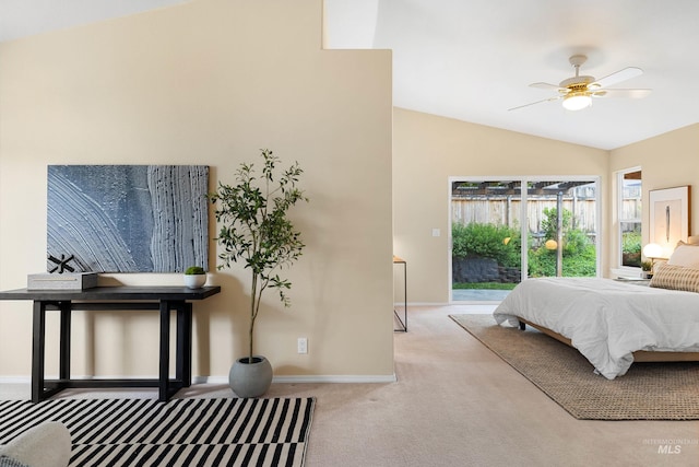 6460 S Lodgepole Pl, Boise, ID 83716 - carpeted bedroom featuring baseboards, access to exterior, and lofted ceiling