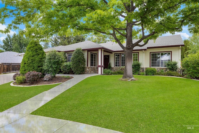 6460 S Lodgepole Pl, Boise, ID 83716 - ranch-style home with stone siding and a shingled roof