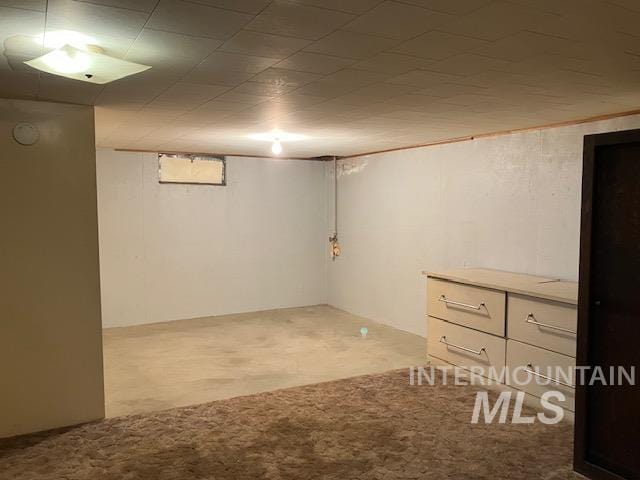 basement with light carpet