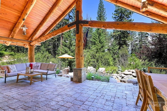 view of patio featuring an outdoor living space