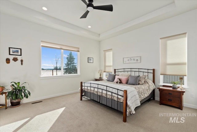 8237 W Corinthia St, Eagle, ID 83616 - carpeted bedroom with recessed lighting, a raised ceiling, and ceiling fan
