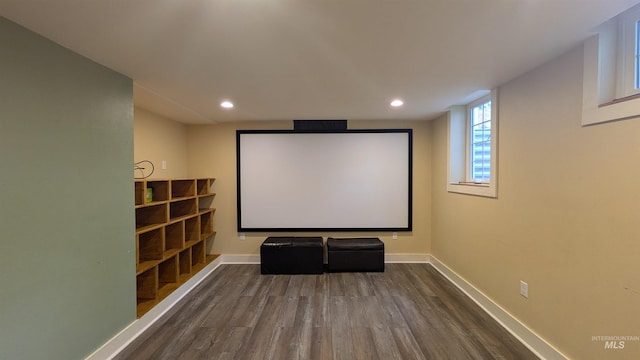 815 E 6th, Moscow, ID 83843 - cinema room with dark wood-style floors and recessed lighting