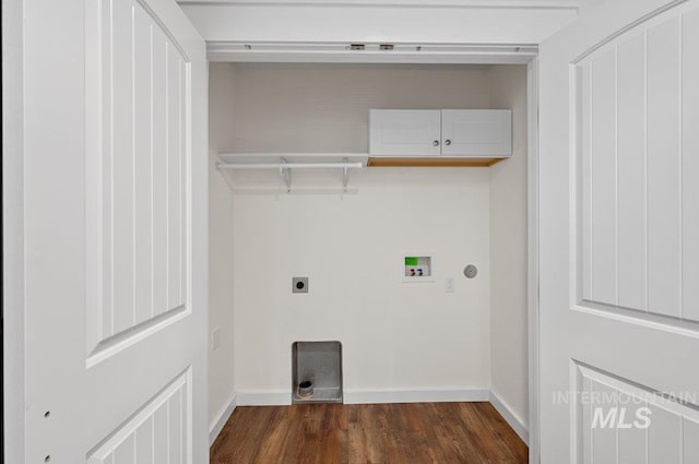 316 N 11th St, Payette, ID 83661 - washroom featuring washer hookup, dark wood-style floors, and electric dryer hookup