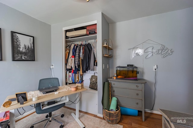 office area featuring light hardwood / wood-style flooring