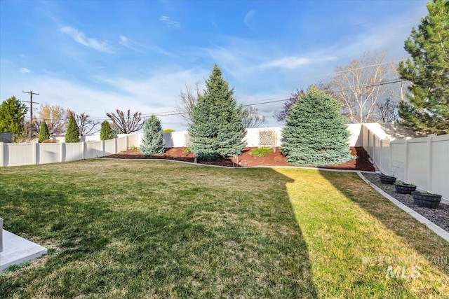 view of yard featuring a fenced backyard
