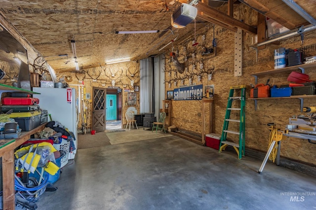 garage with a garage door opener