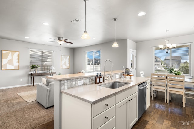 11661 W Baserri, Boise, ID 83709 - kitchen with a sink, dishwasher, a chandelier, plenty of natural light, and recessed lighting