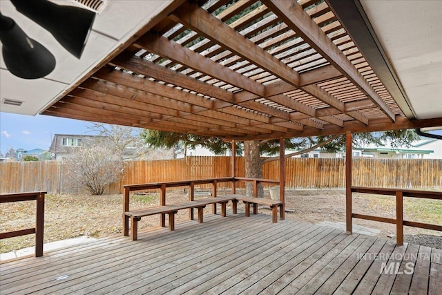 deck featuring a pergola