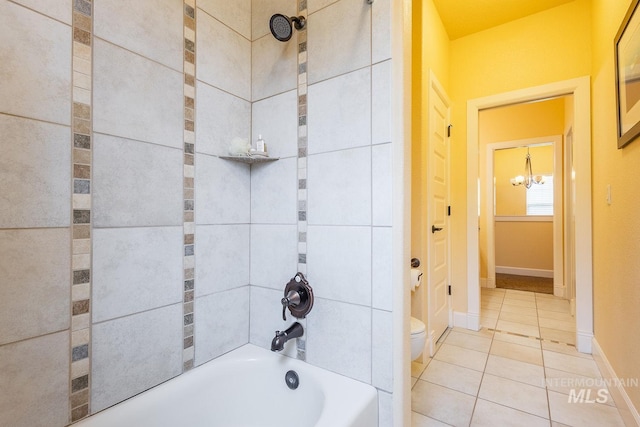 12749 N 9th Ave, Boise, ID 83714 - full bathroom with toilet, tile patterned flooring, bathtub / shower combination, a chandelier, and baseboards
