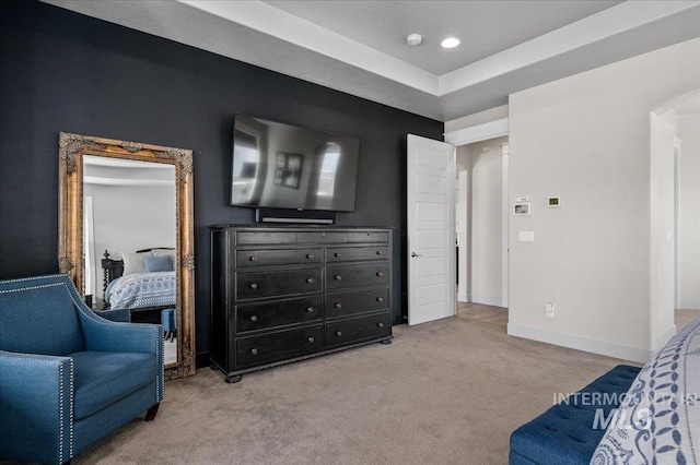 2357 N Synergy Pl, Eagle, ID 83616 - living area with light colored carpet, arched walkways, baseboards, and recessed lighting