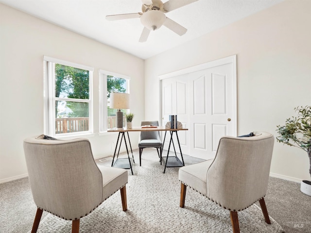 1415 E Lake Crk, Meridian, ID 83642 - office with light carpet, baseboards, and a ceiling fan