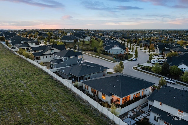 bird's eye view with a residential view