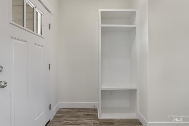 mudroom featuring dark hardwood / wood-style floors