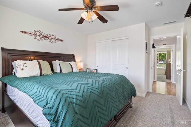 1509 N Cedar St, Jerome, ID 83338 - carpeted bedroom featuring a closet, baseboards, and a ceiling fan