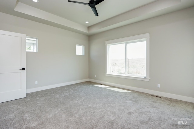 275 Meadow View Dr, Payette, ID 83661 - unfurnished room featuring a tray ceiling, a ceiling fan, carpet, and recessed lighting