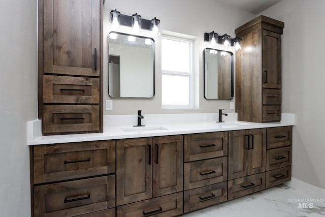 275 Meadow View Dr, Payette, ID 83661 - bathroom featuring double vanity and marble finish flooring