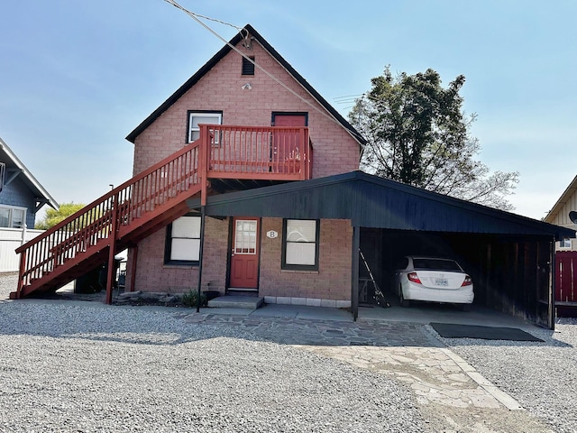 view of front facade featuring a carport