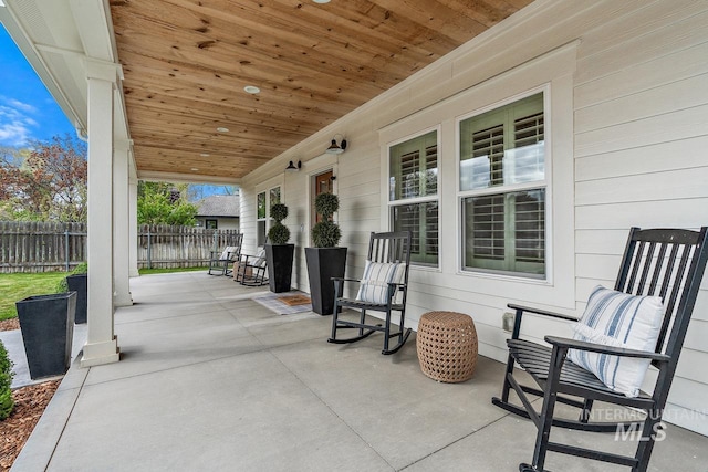 view of patio featuring a porch