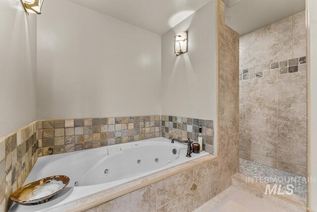1391 Greystone Dr, Mccall, ID 83638 - bathroom with a jetted tub and tiled shower