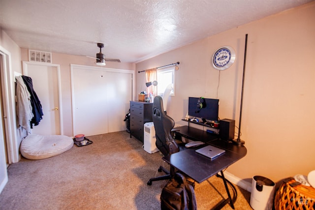 611 E Hawaii Ave, Nampa, ID 83686 - office space with carpet floors, a ceiling fan, and a textured ceiling