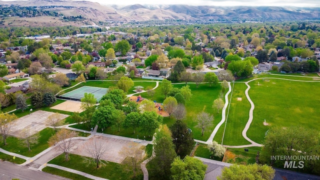 bird's eye view with a mountain view and a residential view