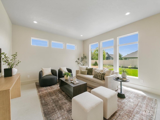 6241 W Strant St, Eagle, ID 83616 - living room featuring carpet flooring, recessed lighting, and baseboards