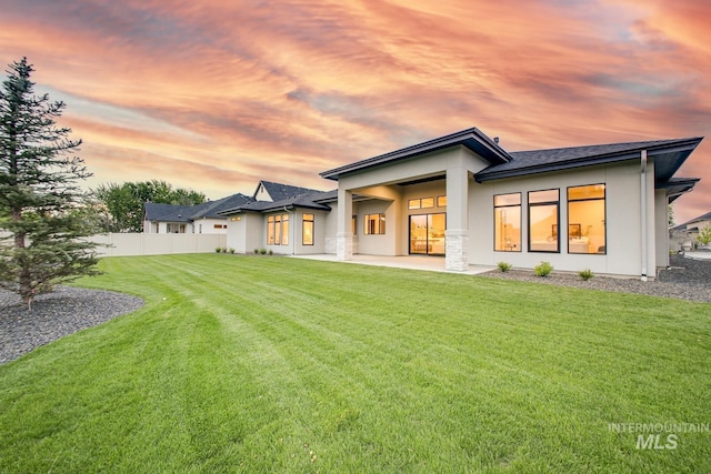 6241 W Strant St, Eagle, ID 83616 - rear view of house with stucco siding, a patio, and a shingled roof