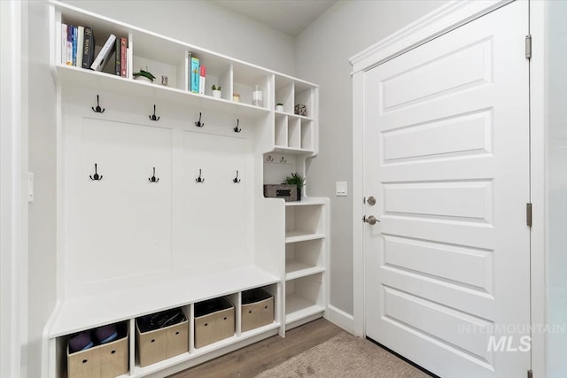 mudroom featuring wood finished floors