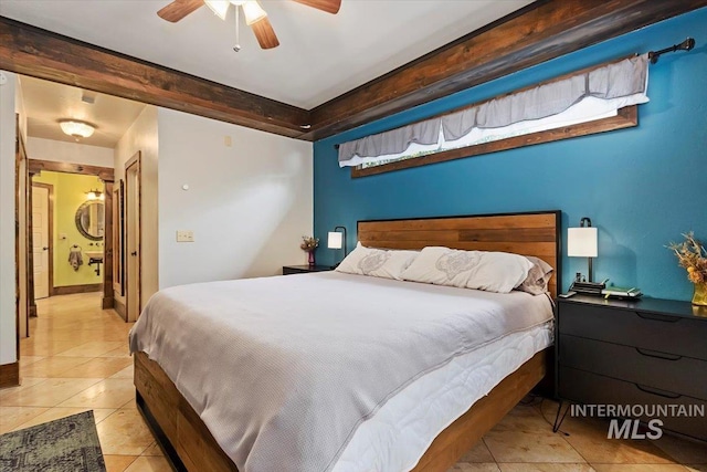 204 7th Ave N, Twin Falls, ID 83301 - bedroom featuring light tile patterned floors and a ceiling fan