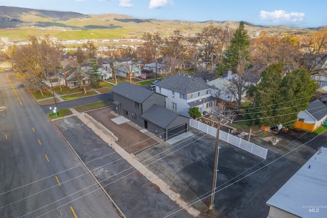 drone / aerial view with a mountain view