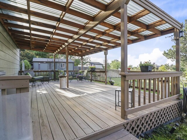 143 E Morris Ct, Kuna, ID 83634 - wooden deck featuring a storage shed