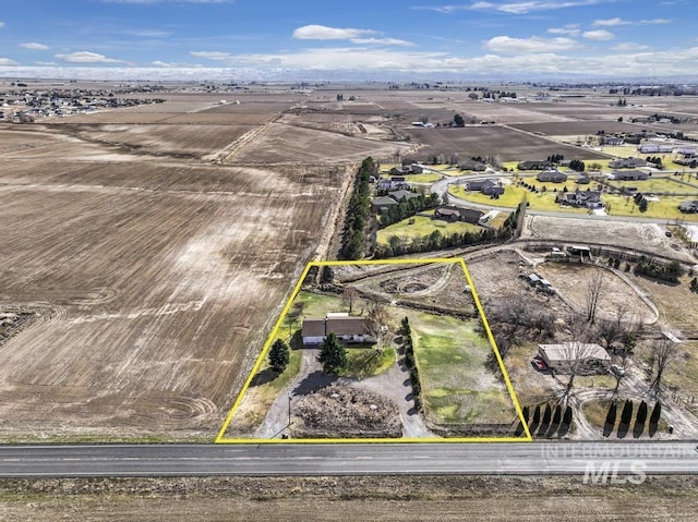 bird's eye view with a rural view