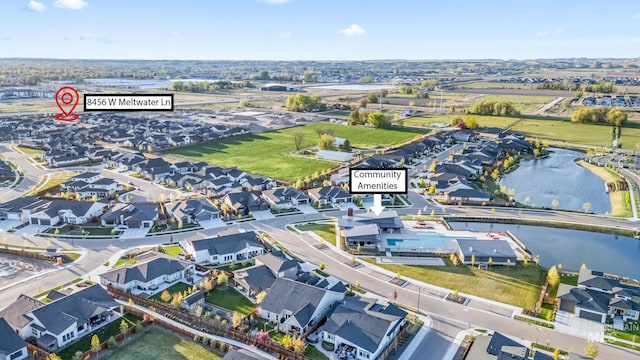 8456 W Meltwater Ln, Eagle, ID 83616 - aerial view of property and surrounding area featuring a large body of water and nearby suburban area