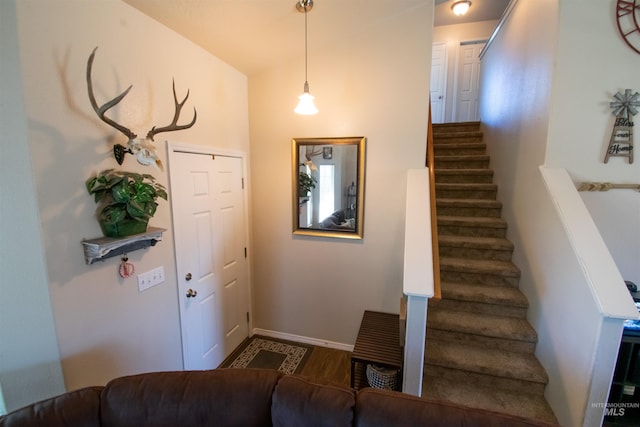 8340 E Expedition, Nampa, ID 83687 - foyer featuring stairs, baseboards, and wood finished floors