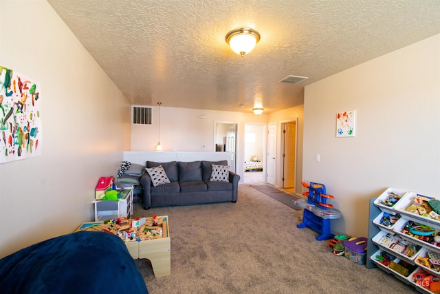 8340 E Expedition, Nampa, ID 83687 - carpeted living area featuring a textured ceiling