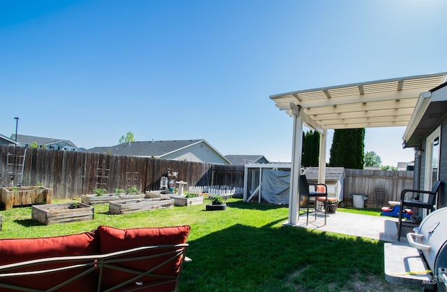 8340 E Expedition, Nampa, ID 83687 - view of yard featuring a garden, a patio area, and a pergola
