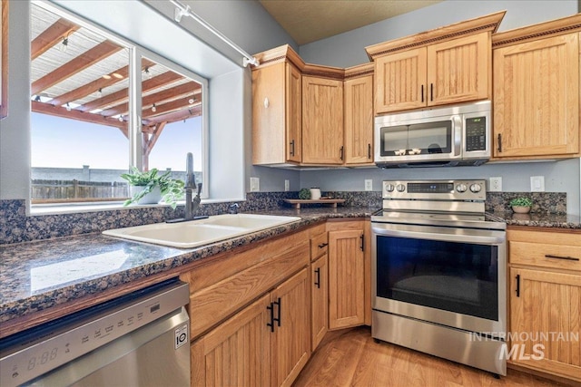 568 S Wooddale Pl, Eagle, ID 83616 - kitchen featuring stainless steel appliances, light wood-style flooring, and a sink