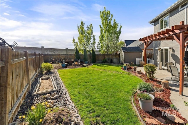 568 S Wooddale Pl, Eagle, ID 83616 - view of yard with a pergola, a fenced backyard, and a patio
