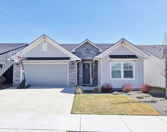 520 S Prospector Ln, Eagle, ID 83616 - view of front of property with board and batten siding, a garage, driveway, and a front lawn