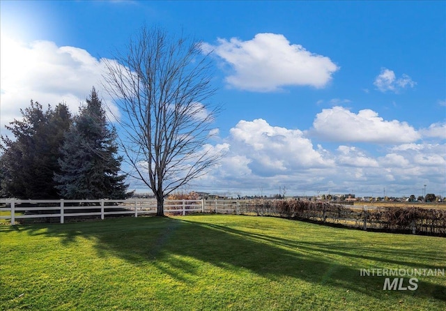 view of yard with a rural view